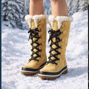 SOREL Women’s Winter Boots – Faux Fur – Tan – Size 6